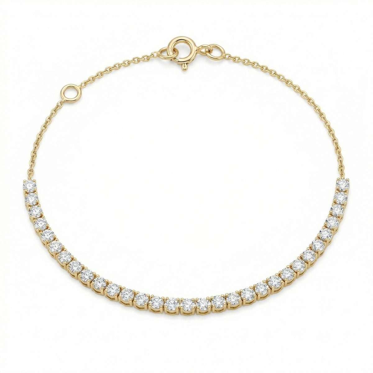 1.5mm Half Lightweight Tennis Bracelet - Lab Diamond - 14K Gold