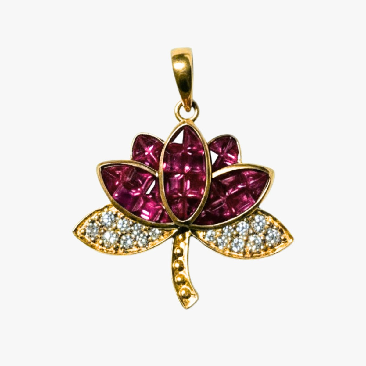 Invisible Setting Petals Pendant - 14K Gold