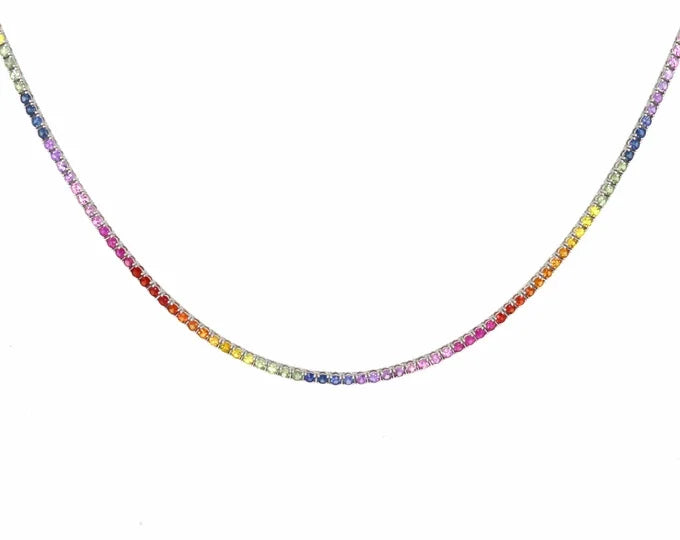 Rainbow Sapphire Necklace Collection - 14K Gold