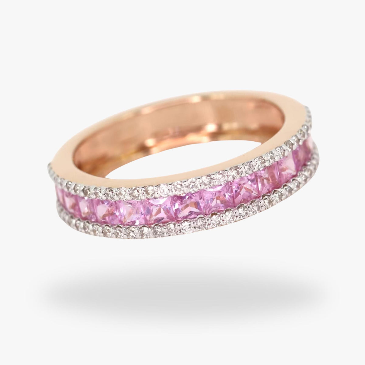 Pink Sapphire with Diamonds Eternity Band - Half - 14K Gold