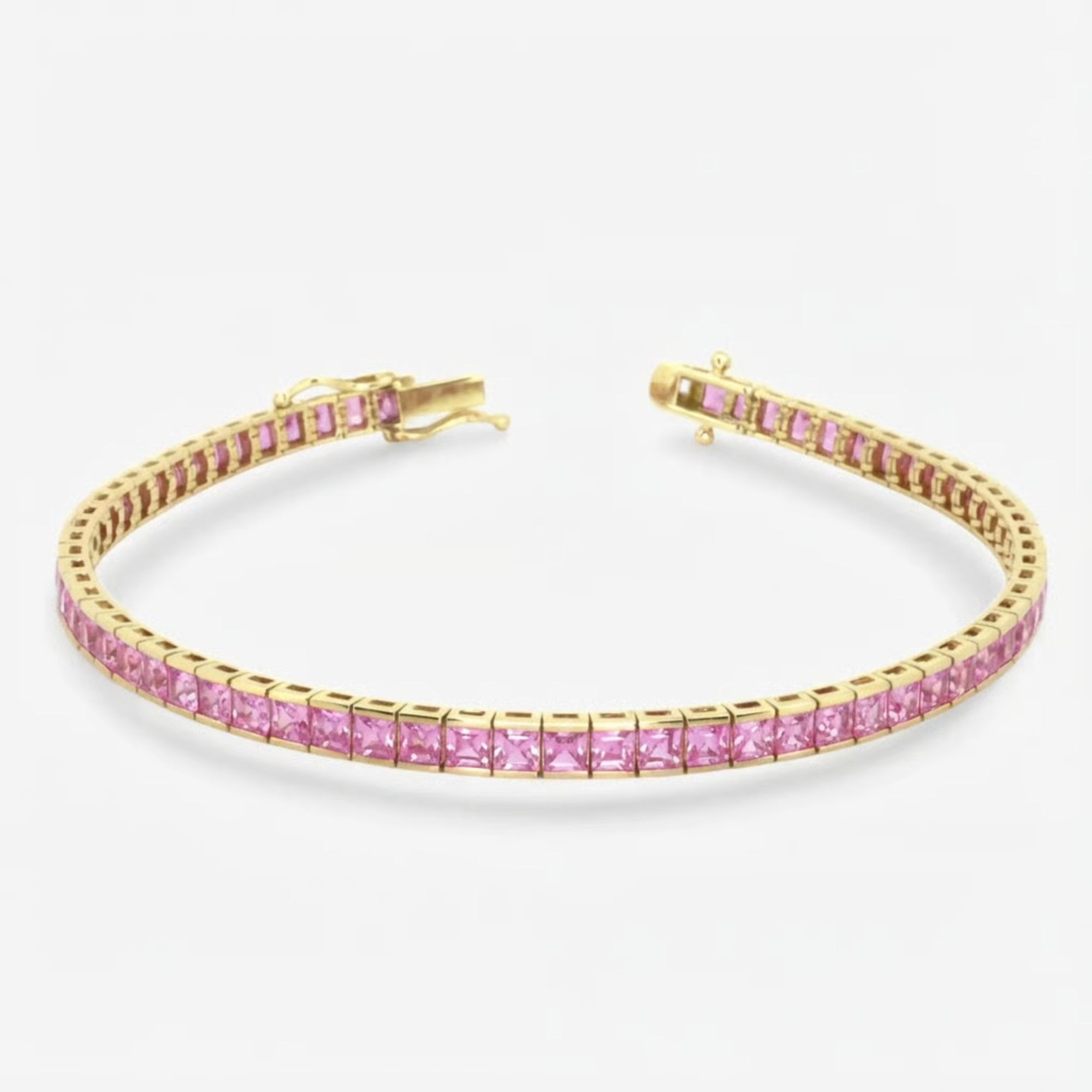 2.5mm Gemstone Princess Cut Channel Set Bracelet Collection - 14K Gold