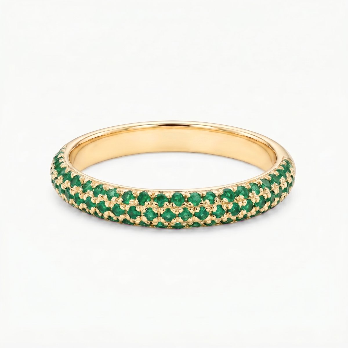 Emerald Pavé Half Eternity Ring