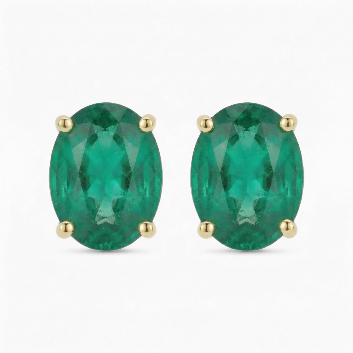Emerald Earring Studs - 14K Gold