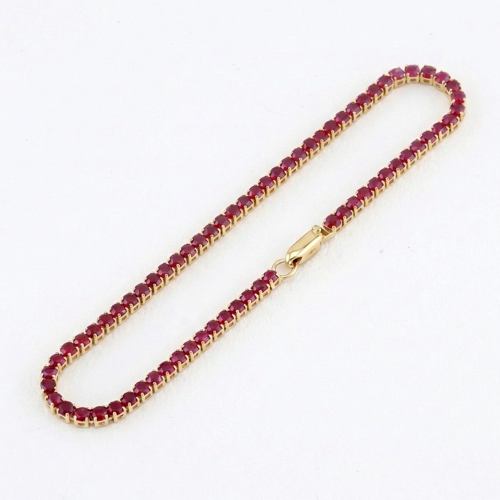 1.7mm Lightweight Tennis Bracelet - Ruby - 14K Gold