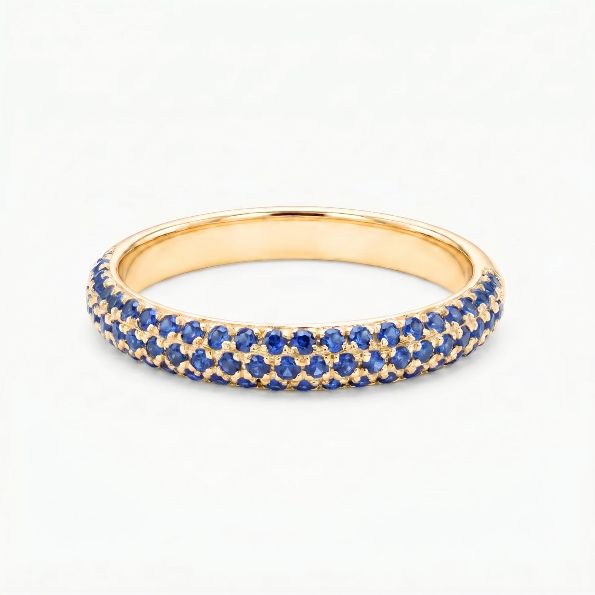 Blue Sapphire Pavé Half Eternity Ring
