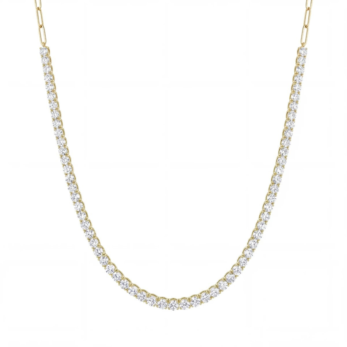 2mm Lab Diamond Tennis Necklace with Paperclip Chain (18")