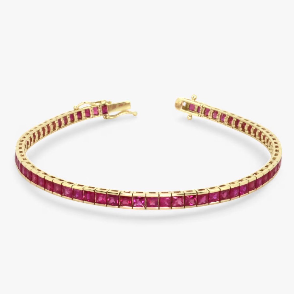 2.5mm Gemstone Princess Cut Channel Set Bracelet Collection - 14K Gold